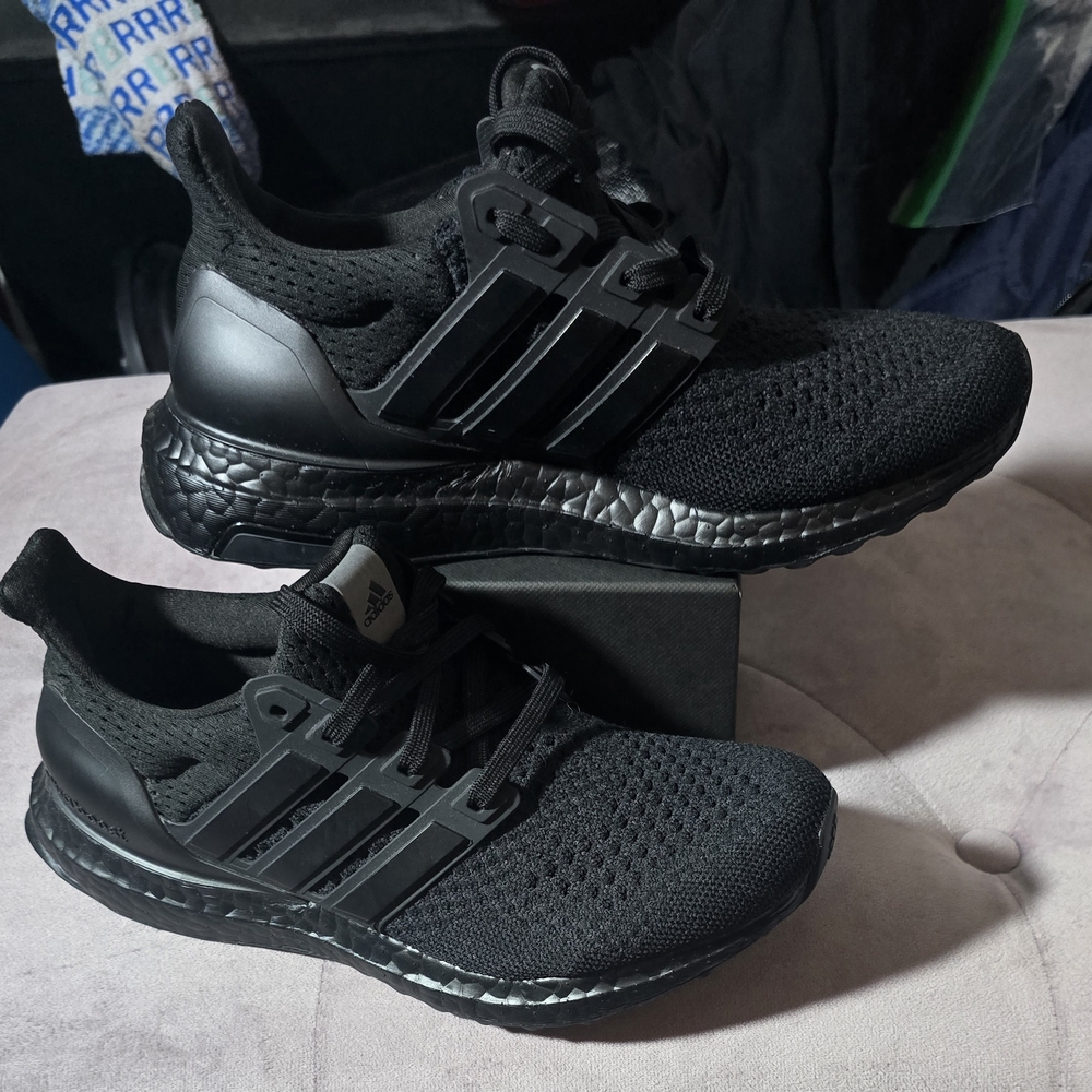 Adidas Black Knit Lace-Up Athletic Sneakers End Plastic Waste - Picture 2 of 5